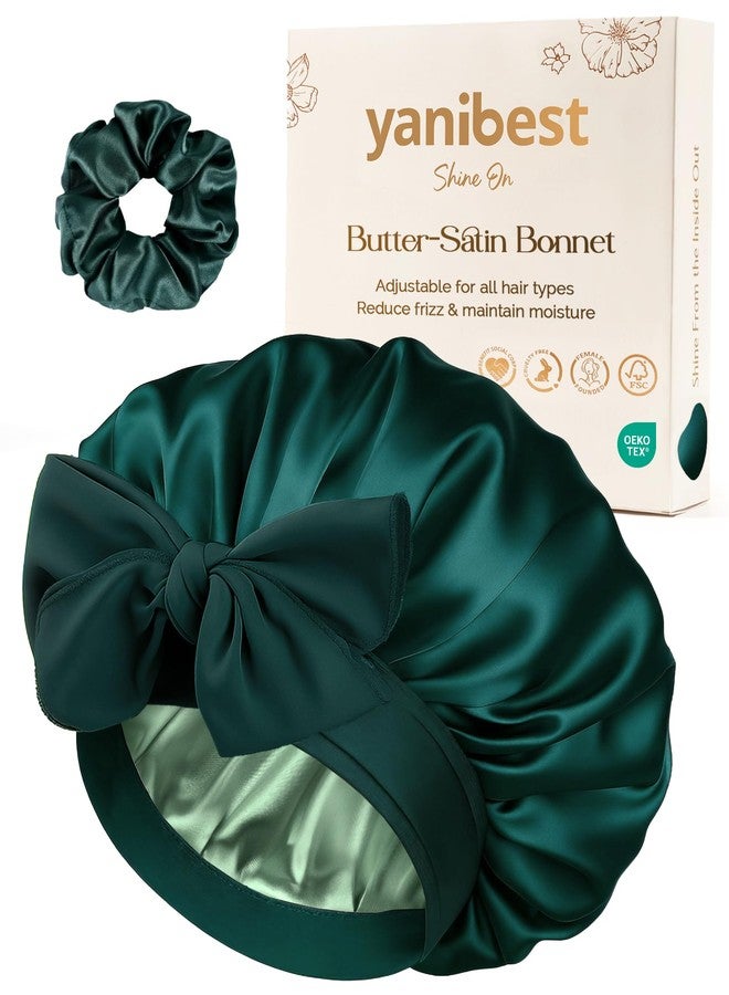 YANIBEST Silk Hair Bonnet for Sleeping, Double Layer Hair Bonnet with Elastic Tie Band for Curly Natural Hair Reduce frizz, Sage - Image 1